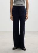 MANGO Chalkstripe Straight Trousers Kvinde Navy Bukser Med Lige Ben St...