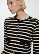 MANGO Striped Cardigan With Buttons Kvinde Black Cardigans Str M - hos...