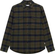 Les Deux Lennon Flannel Check Overshirt Mand Army Overshirts Regular F...