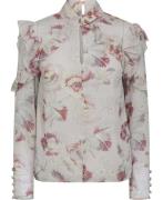 Ted Baker Thellma Twist Neck Frill Detail Top Kvinde Ivory Langærmede ...