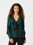 Neo Noir Sandie Sateen Blouse Kvinde Dark Green Langærmede Bluser Str ...