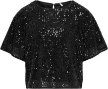 ONLY Kogfransa Sequin S/S TOP TLR Str 158 - Blå Toppe hos Magasin