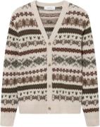 Les Deux Hordur Fair Isle Cardigan Mand Beige Sweaters Relaxed Fit Str...