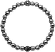 Nialaya Men's Wristband With Hematite and Black CZ Diamond M - Armbånd...