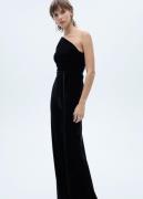 MANGO Asymmetric Velvet Jumpsuit Kvinde Black Buksedragter Str M - hos...