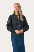 Part Two Eimypw BL Kvinde Dark Navy Bouquet Print Langærmede Bluser St...