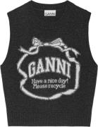 Ganni Graphic Wool Mix Bow Vest Kvinde Phantom Veste Str S - hos Magas...