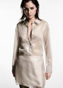 MANGO Semitransparent Sequined Shirt Kvinde Light Beige Skjorter Str M...