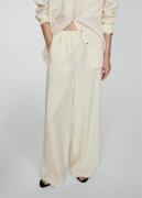 MANGO Wideleg Lyocell Trousers Kvinde Light Beige Bukser Med Brede Ben...