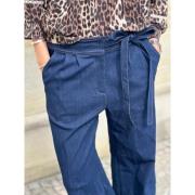 CONTINUE Randi Pants Kvinde Solid Blue Wide Jeans Str L - hos Magasin