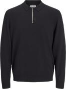 Jack & Jones Jjeemil Knit Polo Half ZIP LS Noos Mand Black Langærmede ...