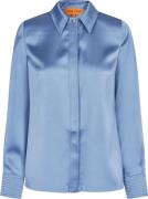 Stine Goya Collared Fitted Shirt, 2261 Satin Kvinde Infinity Blue Lang...