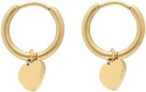 My Jewellery Small Hoop Earrings With Heart Charm - Creoler hos Magasi...