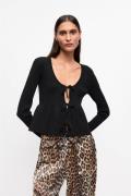 Ganni Melange Rib Knit Cardigan Kvinde Black Cardigans Str S - hos Mag...