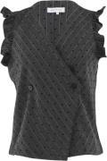 CONTINUE Lydia Heart Vest Kvinde Grey Stribe Veste Str L - hos Magasin