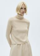 MANGO Turtle Neck Sweater Kvinde Light Beige Sweaters Str XXL - hos Ma...