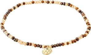 Pilgrim Indie Bracelet Brown, Goldplated one size - Perlearmbånd hos M...