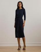 Lauren Ralph Lauren STR Matte Jersey3/4slv-dad Kvinde Lauren Navy Midi...