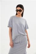 Rabens Saloner Light Stretch Cropped Tshirt - Mar Kvinde Grey Melange ...