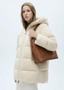 MANGO Hood Quilted Coat Kvinde Light Beige Overgangsjakker Plus Size S...