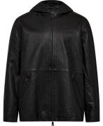 J. Lindeberg Hadley Leather Hoody Jacket Mand Sort Overgangsjakker Str...