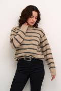 Kaffe Katrina Striped Pullover Kvinde Feather Gray Melange Stripe Swea...