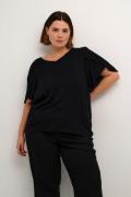 Kaffe Curve Kcmirana Blouse Kvinde Black Deep Kortærmede Bluser Str 46...