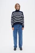 InWear Tenleyiw Turtleneck Pullover Kvinde Blue / White Rullekraver St...