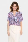 Saint Tropez Agnessz SS Top Kvinde Pink C. Ikat Paint Toppe Loose Fit ...