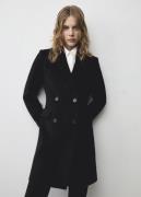 MANGO Doublebreasted Wool Coat Kvinde Black Overgangsjakker Str L - ho...