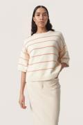 Soaked in Luxury Slrava Romy Pullover Kvinde White And Hot  Stripe Kor...