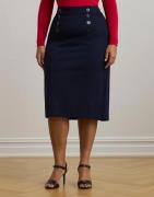 Lauren Ralph Lauren Modern Pontekne-pen Kvinde Lauren Navy Midi Nederd...