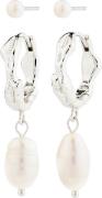 Pilgrim Jonne Pearl Earrings, 2in-1 set, Silver-plated one size - Creo...