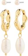 Pilgrim Jonne Pearl Earrings, 2in-1 set, Gold-plated one size - Øresti...