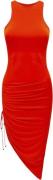 OW Collection Halterneck Ruched Dress Kvinde Ow Red Midi Kjoler Str L ...