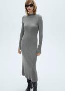 MANGO Flared Knit Dress With Perkins Coll Kvinde Medium Grey Midi Kjol...