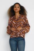 Cream Crbatti Shirt Kvinde Leather Brown Animal Langærmede Bluser Str ...