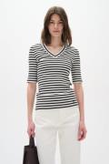 InWear Dagnaiw Striped V Tshirt Kvinde Black / Whisper White Toppe Sli...