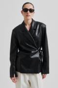 Second Female Seema Wrap Blazer Kvinde Black Blazere Str L - Læder hos...