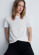 MANGO Basic 100% Cotton Tshirt Kvinde White Kortærmede T-shirts Str S ...