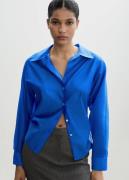 MANGO Satin Lyocell Shirt Kvinde Medium Blue Langærmede Skjorter Str L...