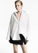 MANGO 100% Cotton Oversized Shirt Kvinde Natural White Langærmede Skjo...