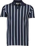 Lindbergh Striped Piqué Polo Shirt S/S Mand Blå Kortærmede Poloer Str ...