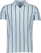 Lindbergh Striped Piqué Polo Shirt S/S Mand Blå Kortærmede Poloer Str ...