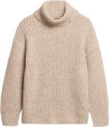 Superdry Brushed RIB Slouch NK Jumper Kvinde Light Sand Twist Rullekra...