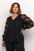 Kaffe Curve Kcellis Blouse Kvinde Black Deep Langærmede Bluser Str 46 ...