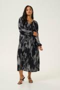 Kaffe Curve Kcsilla Dress Kvinde Black/white Graphic Print Maxi Kjoler...