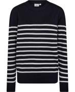 Saint Tropez Milasz LS Striped Pullover Kvinde Nightsky Ice Stripe Swe...