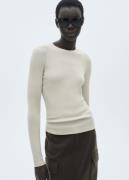 MANGO Ribbed Knit Tshirt Kvinde Lt Pastel Brown Langærmede T-shirts St...