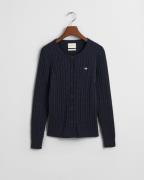 Gant Stretch Cotton Cable Cardigan Kvinde Evening Blue Cardigans Slim ...